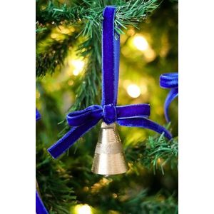 Ornament de brad de Crăciun, BSY238, 5x12 cm, Catifea, Albastru imagine