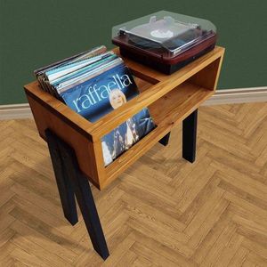 Suport pentru pick-up, Hanah Home, CPT2012-80, 80x85x40 cm, Lemn, Teak / Negru imagine