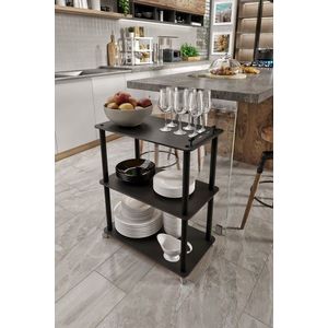 Carucior pentru servire, Hanah Home, Servant, 35x60x74 cm, MDF , Negru imagine