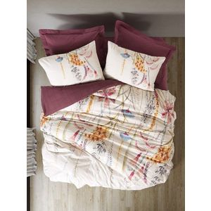 Lenjerie de pat pentru o persoana, L'essentiel Maison, Flos, Bumbac Ranforce , Rosu claret imagine
