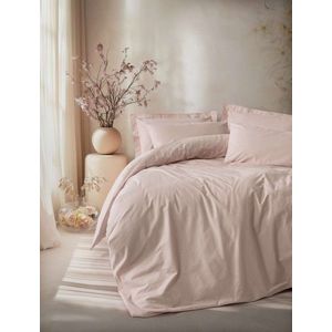 Lenjerie de pat pentru o persoana, L'essentiel Maison, Plain, Bumbac Ranforce, Roz pudra imagine