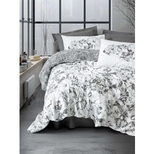 Lenjerie de pat dubla, L'essentiel Maison, Florva, Bumbac Ranforce, Antracit imagine