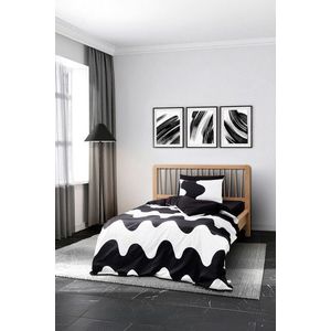 Lenjerie de pat pentru o persoana, L'essentiel Maison, Flow, Bumbac Ranforce, Negru imagine