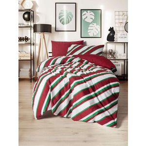 Lenjerie de pat pentru o persoana, L'essentiel Maison, Merry, Bumbac Ranforce, Verde / Roșu / Alb imagine