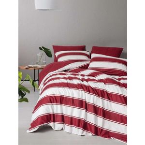 Lenjerie de pat dubla, L'essentiel Maison, Jolly, Bumbac Ranforce, Rosu/Alb imagine