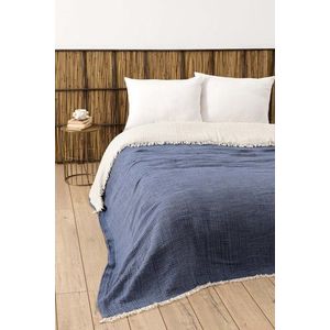 Cuvertura matlasata dubla, L'essentiel Maison, Muslin, Bumbac , Albastru navy imagine