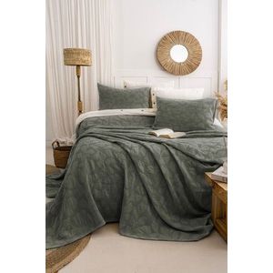 Set cuvertura de pat dubla 3 piese, L'essentiel Maison, Bambi, Bumbac, Verde imagine