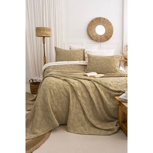Set cuvertura de pat dubla 3 piese, L'essentiel Maison, Bambi, Bumbac, Kaki imagine