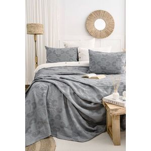 Set cuvertura de pat dubla 3 piese, L'essentiel Maison, Italo, Bumbac, Antracit imagine