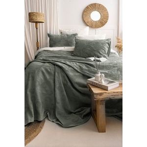 Set cuvertura de pat dubla 3 piese, L'essentiel Maison, Italo, Bumbac, Verde imagine
