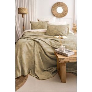 Set cuvertura de pat dubla 3 piese, L'essentiel Maison, Italo, Bumbac, Kaki imagine