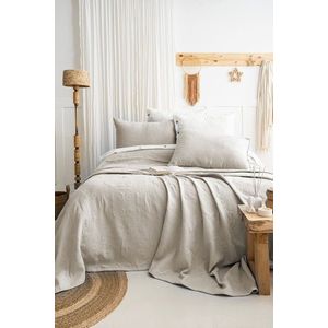 Set cuvertura de pat dubla 3 piese, L'essentiel Maison, Julia, Bumbac, Bej imagine