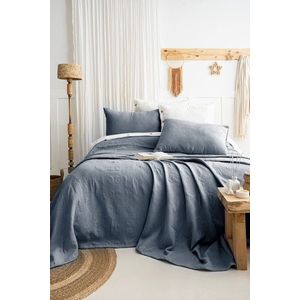 Set cuvertura de pat dubla 3 piese, L'essentiel Maison, Julia, Bumbac, Albastru imagine
