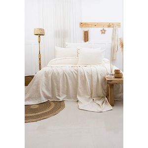 Set cuvertura de pat dubla 3 piese, L'essentiel Maison, Julia, Bumbac, Crem imagine