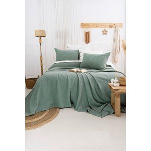 Set cuvertura de pat dubla 3 piese, L'essentiel Maison, Julia, Bumbac, Verde imagine