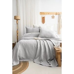 Set cuvertura de pat dubla 3 piese, L'essentiel Maison, Julia, Bumbac, Gri deschis imagine