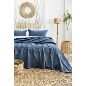 Set cuvertura de pat dubla 3 piese, L'essentiel Maison, Silvia, Bumbac, Indigo imagine