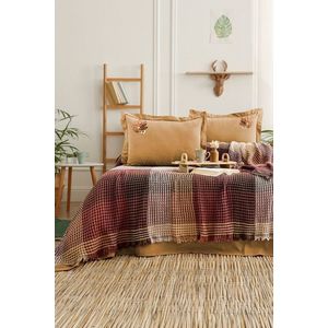 Set cuvertura pique dubla, L'essentiel Maison, Floransa, Bumbac, Galben mustar imagine