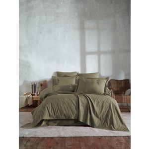 Set cuvertura de pat dubla 3 piese, L'essentiel Maison, Noris, Bumbac, Kaki imagine