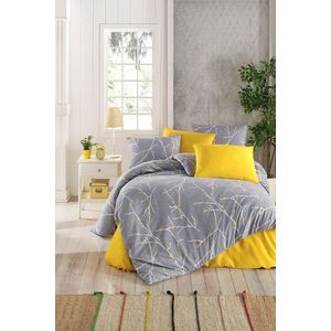 Lenjerie de pat dubla, L'essentiel Maison, Parure Fitted, 65% bumbac/35% poliester, Gri / Galben imagine
