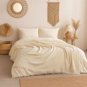 Cuvertura matlasata dubla, L'essentiel Maison, Muslin, Bumbac , Ecru imagine