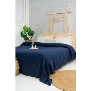 Cuvertura matlasata dubla, L'essentiel Maison, Marla, Bumbac reciclat, Albastru inchis imagine