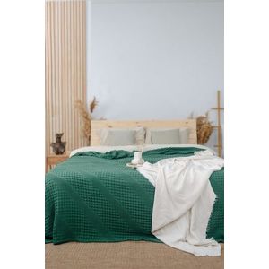 Cuvertura matlasata dubla, L'essentiel Maison, Joanna, Bumbac, Verde inchis imagine