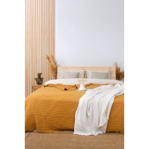 Cuvertură de pat King, L'essentiel Maison, Joanna, Bumbac, Galben mustar imagine
