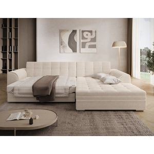 Coltar extensibil dreapta 4 locuri ELTAP, Sorento, 296x194x78 cm, lemn/poliester, bej imagine