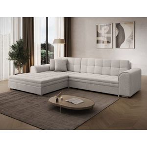 Coltar extensibil stanga 4 locuri ELTAP, Sorento, 296x194x78 cm, lemn/poliester, alb murdar imagine