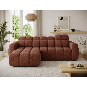 Coltar extensibil stanga 3 locuri ELTAP, Fanito, 288x200x105 cm, lemn/poliester, caramiziu imagine