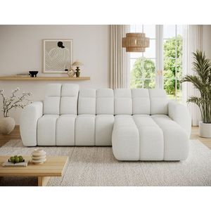 Coltar extensibil dreapta 3 locuri ELTAP, Fanito, 288x200x105 cm, lemn/poliester, alb imagine