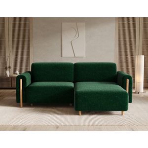 Coltar extensibil dreapta 3 locuri ELTAP, RT-O-35AMO, Acossta, 244x154x95 cm, lemn/poliester, verde inchis/natur imagine