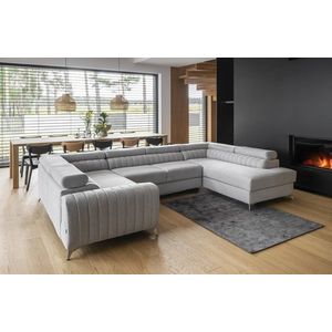 Coltar extensibil dreapta 6 locuri ELTAP, RT-04BOR, Louis, 347x202x92 cm, lemn/poliester, gri deschis imagine