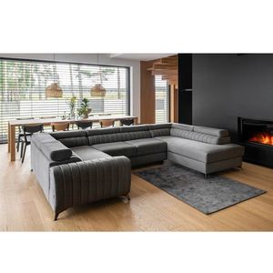 Coltar extensibil dreapta 6 locuri ELTAP, RT-04FL, Louis, 347x202x92 cm, lemn/poliester, gri imagine