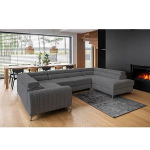 Coltar extensibil dreapta 6 locuri ELTAP, RT-04VER, Louis, 347x202x92 cm, lemn/poliester, gri imagine