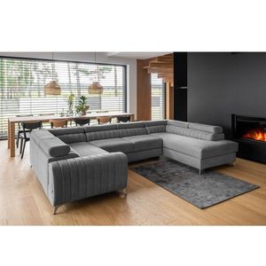 Coltar extensibil dreapta 6 locuri ELTAP, RT-05GO, Louis, 347x202x92 cm, lemn/poliester, gri inchis imagine