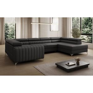 Coltar extensibil dreapta 6 locuri ELTAP, RT-11SOF, Louis, 347x202x92 cm, lemn/poliester, negru imagine