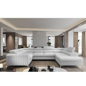 Coltar extensibil dreapta 6 locuri ELTAP, RT-17SOF, Louis, 347x202x92 cm, lemn/poliester, alb imagine