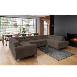 Coltar extensibil dreapta 6 locuri ELTAP, RT-18VER, Louis, 347x202x92 cm, lemn/poliester, bej inchis imagine