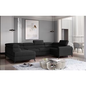 Coltar extensibil stanga 4 locuri ELTAP, Esc-24, Escada, 336x200x92 cm, lemn/poliester, negru imagine