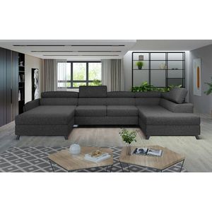 Coltar extensibil dreapta 5 locuri ELTAP, Jos-26, Josette, 370x190x98 cm, lemn/poliester, gri antracit imagine