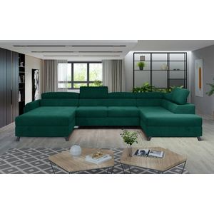 Coltar extensibil dreapta 5 locuri ELTAP, Jos-35, Josette, 370x190x98 cm, lemn/poliester, verde inchis imagine