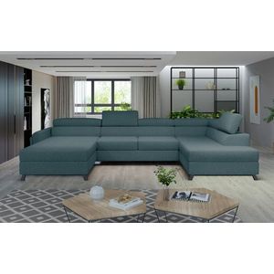 Coltar extensibil dreapta 5 locuri ELTAP, Jos-44, Josette, 370x190x98 cm, lemn/poliester, albastru imagine