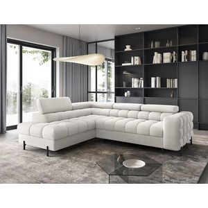 Coltar extensibil stanga 5 locuri ELTAP, LT-01AMO, Ferucce, 276x200x93 cm, lemn/poliester, alb imagine
