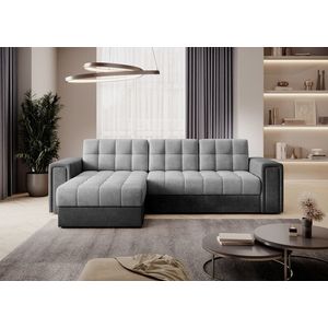 Coltar extensibil reversibil 3 locuri ELTAP, Blenvi, 260x150x82 cm, lemn/poliester, gri/gri inchis imagine