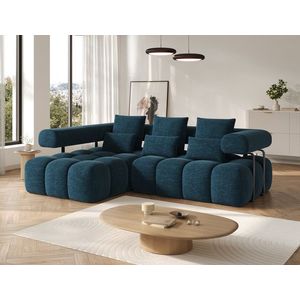 Coltar extensibil stanga 3 locuri ELTAP, Levvi, 260x184x102 cm, lemn/poliester, albastru inchis imagine