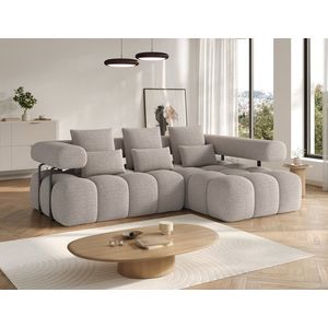 Coltar extensibil dreapta 3 locuri ELTAP, Levvi, 260x184x102 cm, lemn/poliester, bej inchis imagine