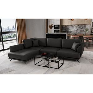 Coltar extensibil stanga 4 locuri ELTAP, LT-11SOF, Larde, 286x191x90 cm, lemn/poliester, negru imagine
