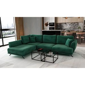 Coltar extensibil stanga 4 locuri ELTAP, LT-35LO, Larde, 286x191x90 cm, lemn/poliester, verde inchis imagine